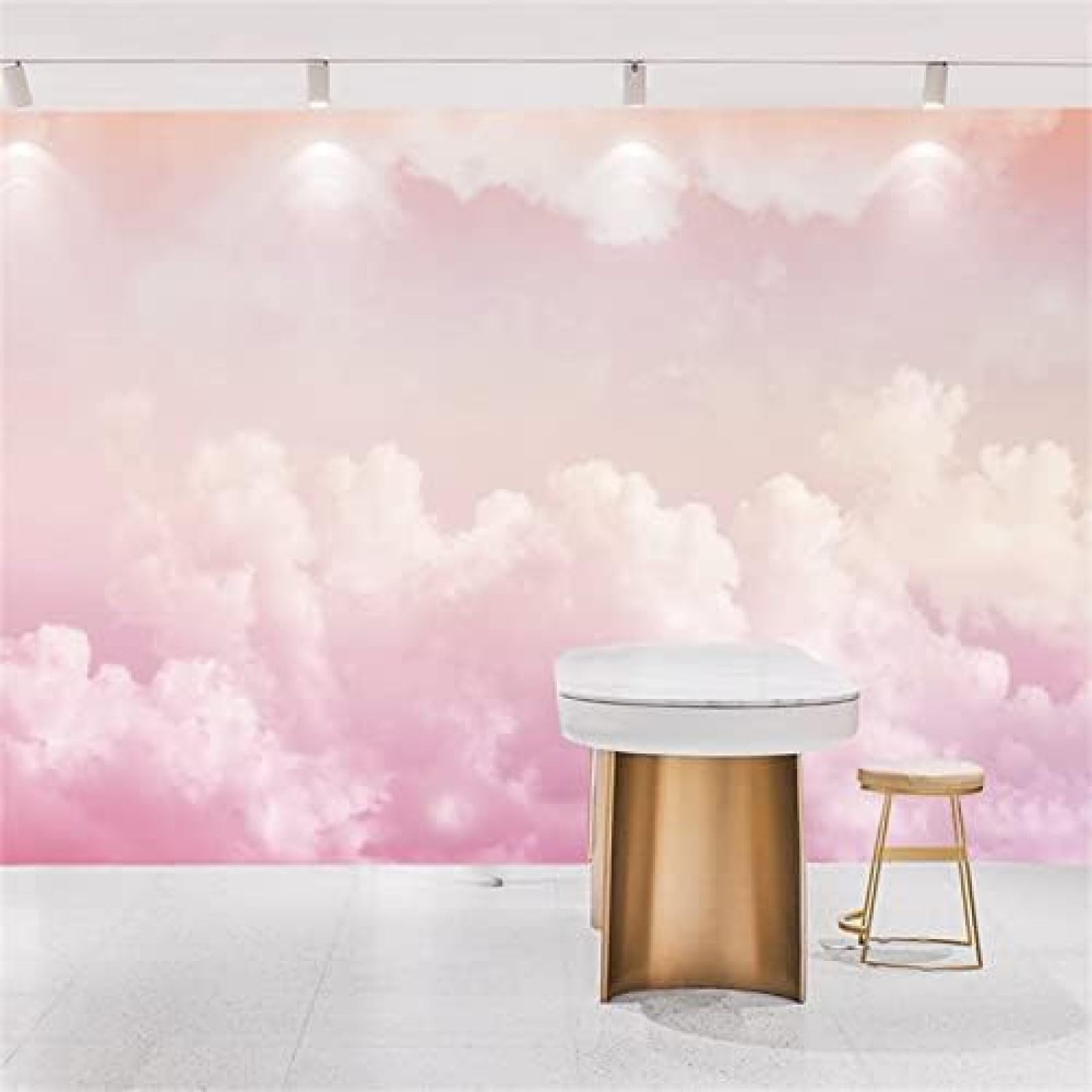 XLMING Rosa Wolke Beauty Milk Tea Shop 3D Tapete Wohnzimmer Sofa Schlafzimmer Esszimmer Home Dekoration Wand-200cm×140cm