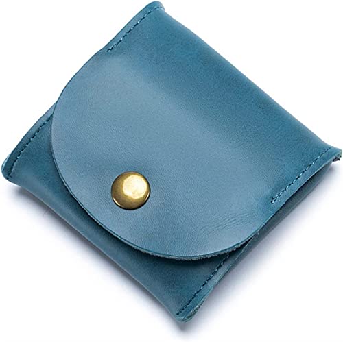 ORLOVA Autoschlüssel-Taschenhalter, Schlüsseletui, Geldbörse, Geldbörse aus echtem Leder, tragbare Münzbörse, Schlüsseletui for Männer und Frauen, Hellbraun (Farbe: Blauw) (Color : Blu)