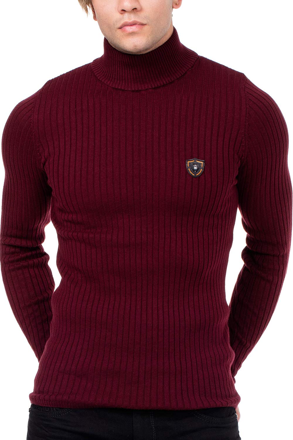 Cipo & Baxx Herren Rollkragen Pullover Strickpullover Sweater Pulli Bordeaux XXL