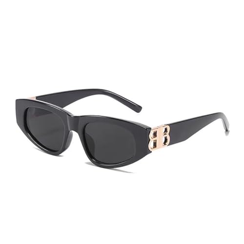 GFPHBJ Polarisierte Sonnenbrillen Für Herren Und Damen Retro Katzenauge Schmaler Rahmen PC+Metall UV400 Sonnenschutz Angeln Reiten,A