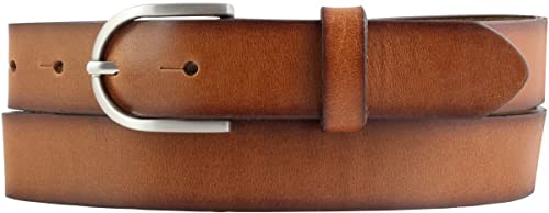 BELTINGER Kinder-Gürtel Vintage-Look 3 cm | Jeans-Gürtel aus Vollrindleder für Mädchen 30mm | Mit geschwärzten Kanten | Cognac 65cm