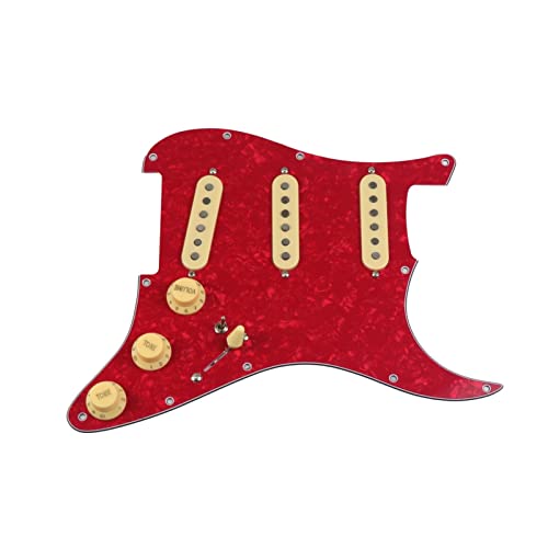 Geladenes Gitarren-Pickguard Goldener Spiegel Geladene Pickguard-Pickups Gitarre Alnico 5 Pickups SSS. Single Coils Pickups/Gelbe Pickupabdeckungen Set (Color : 12)