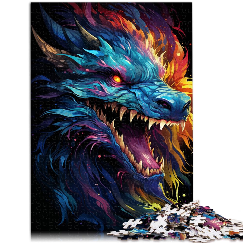 Puzzles Geschenke Spielzeug Bunter Psychedelischer asiatischer Drache für Erwachsene 1000-teiliges Puzzle Lernspiele Holzpuzzle Spielzeug Wanddekoration 1000 Teile (50 x 75 cm)