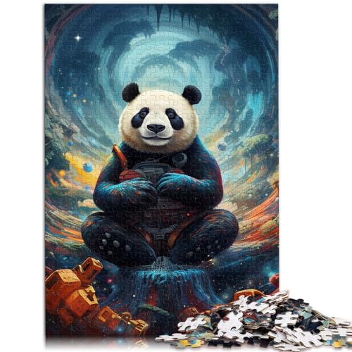 Puzzle Bunter Kunstpanda für Erwachsene, 1000-teiliges Puzzle, Lernspiele, Holzpuzzle, Lernen, Lernspielzeug, Familienspiele, Weihnachts- und Geburtstagsgeschenke (50 x 75 cm)