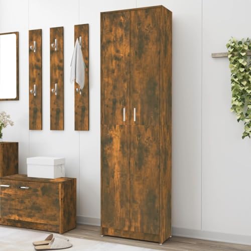 KLYEON Garderobenschrank Räuchereiche 55x25x189 cm Holzwerkstoff, Schlafzimmer