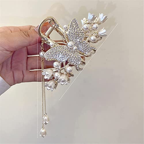 ORLOVA Haarklammern, Haarspangen, Krallenklammern, koreanische Damen-Haarklammern, Blumen-Schmetterlings-Quasten-Haarnadel, Greifhai-Clip, Kopfschmuck, Haar-Accessoires 1