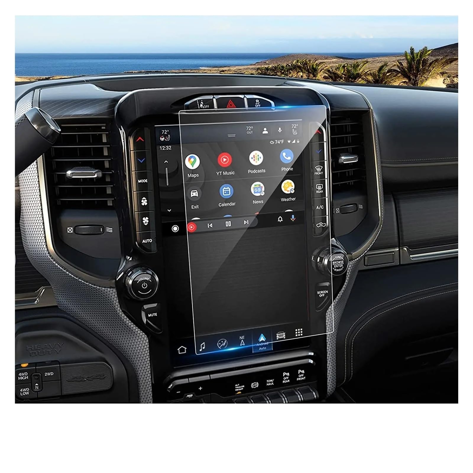 Für Dodge Für RAM 1500 2500 3500 2021 2022 2023 12-Zoll-Autonavigations-Displayschutzfolie Autoinnenausstattung Gehärteter Glasfilm Navigation Schutzfolie Navigations-Displayschutz