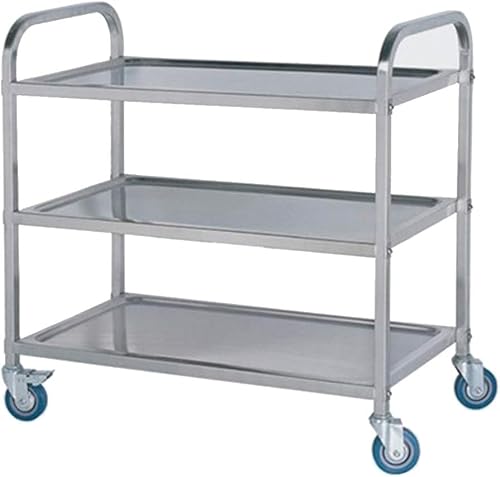 LASTRAN Multifunktionaler Nutzwagen-Service Storage Trolley 3 Tier Edelstahl Abnehmbarer Catering Trolley Servierwagen, Clearing Küchenwagen Ideal für Hotels, Restaurants und Pflegeheime, a, s