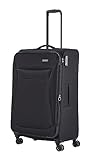 travelite 4-Rad Koffer Größe L Weichschale, Gepäck Serie CHIOS mit Dehnfalte + Kantenschutz, Trolley in zeitloser Optik, 78 cm, 90 - 97 Liter, Schwarz