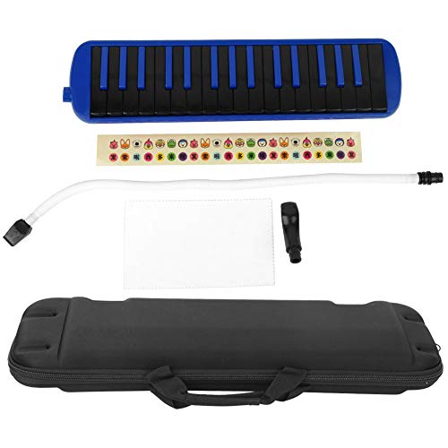 32 Schlüssel Melodica Pianica Tube Lange flexible Melodica Tube mit Mundstück Blowpipe Tragetasche Geschenk für Kinder(Blau)