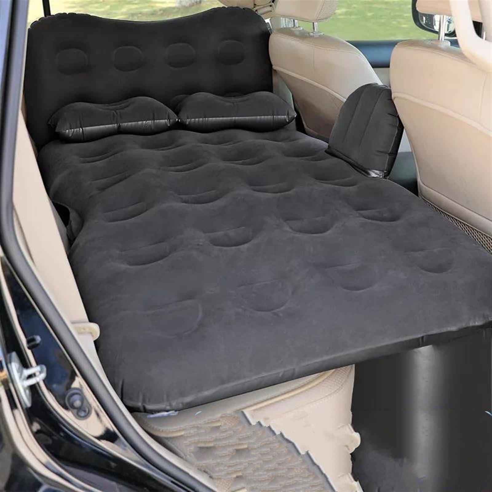 GLILAR Auto Luftmatratze Auto Luftmatratze Reisebett Hinten Für Sitzmatratze Aufblasbare Matratze Luftkissen Bettmatte Schlafen Campingkissen Luftbett Autozubehör(Black)