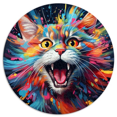 Puzzle, bunte getigerte Katze, für Erwachsene, 1000 Teile, Puzzle-Geschenke, 26,5 x 26,5 Zoll, lustige Puzzle-Spiele, tolles