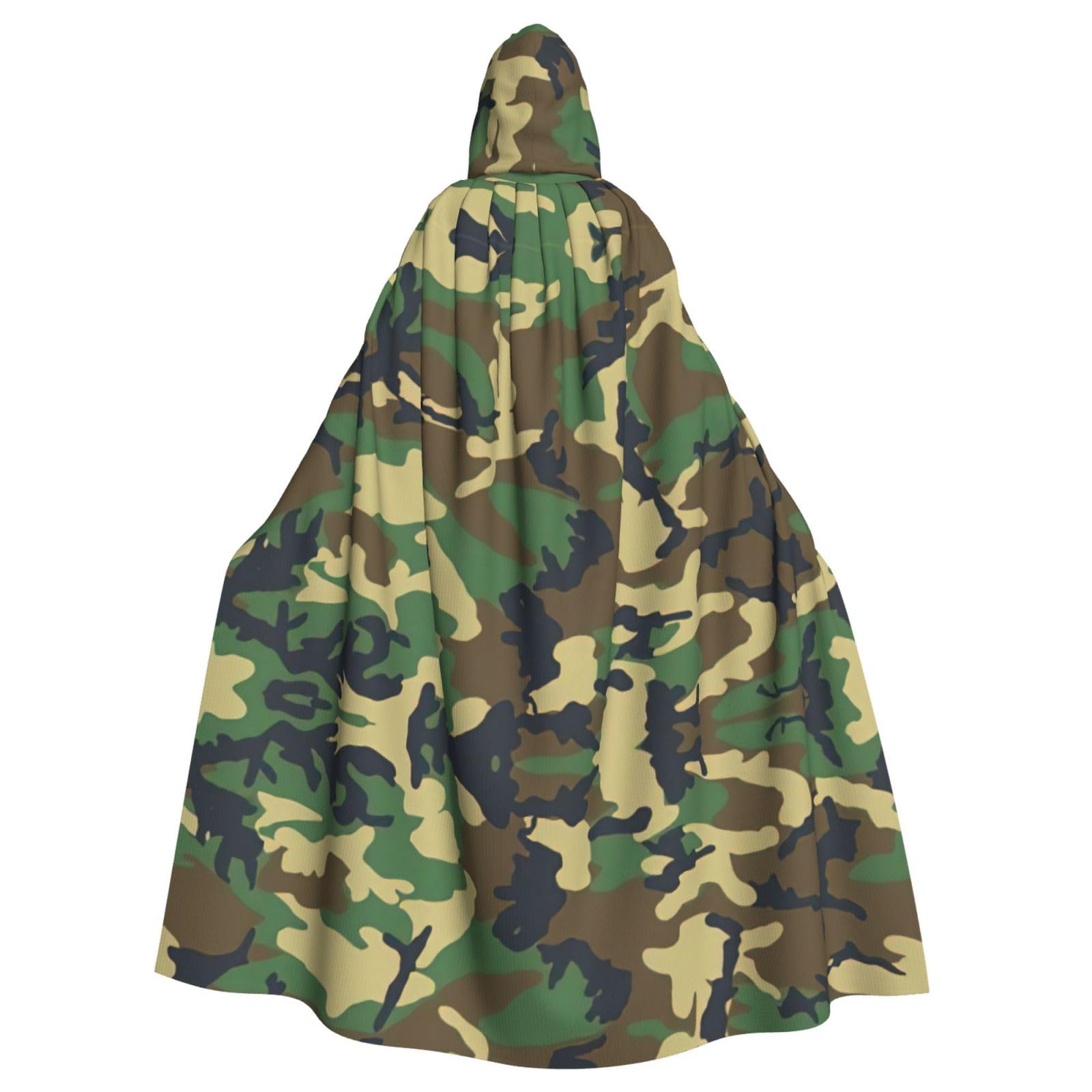 YQxwJL Grüner Militär-Camouflage-Umhang mit Kapuze, langer Umhang, Unisex, mit Kapuze, Halloween, Weihnachten, Kostüme, Party-Umhang