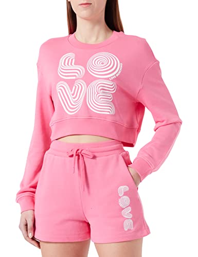 Love Moschino Women's Cropped fit Long-Sleeved Roundneck Sweatshirt, Fuchsia, 42