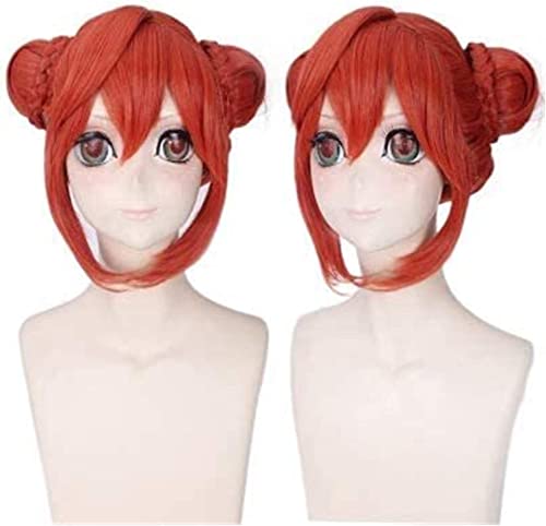 LINLINCD-Anime Coser Wig Kagura Wig Anime Cosplay Perücke Gintama Cosplay Comic - Halloween Party Karneval Erwachsene Männer und Frauen Anime Fans Geschenk (Rot Bun Wig)