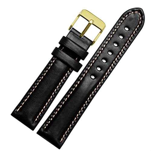 SCRUBY Für klassische Allzweck -Weave -Weave -Band -Modemarkenband 18mm 20mm 21mm 22 mm echtes Leahther Armband(Black-gold,20mm)