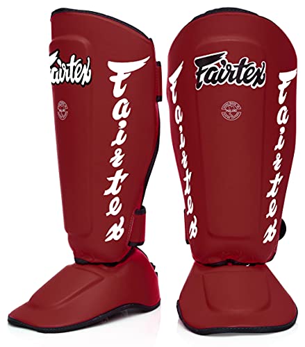 Fairtex SP7 Muay Thai Schienbeinschützer für Herren, Damen, Kinder | aus Syntek-Leder und hochwertig, leicht und langlebig | Abnehmbarer Schienbein- und Fußschutz