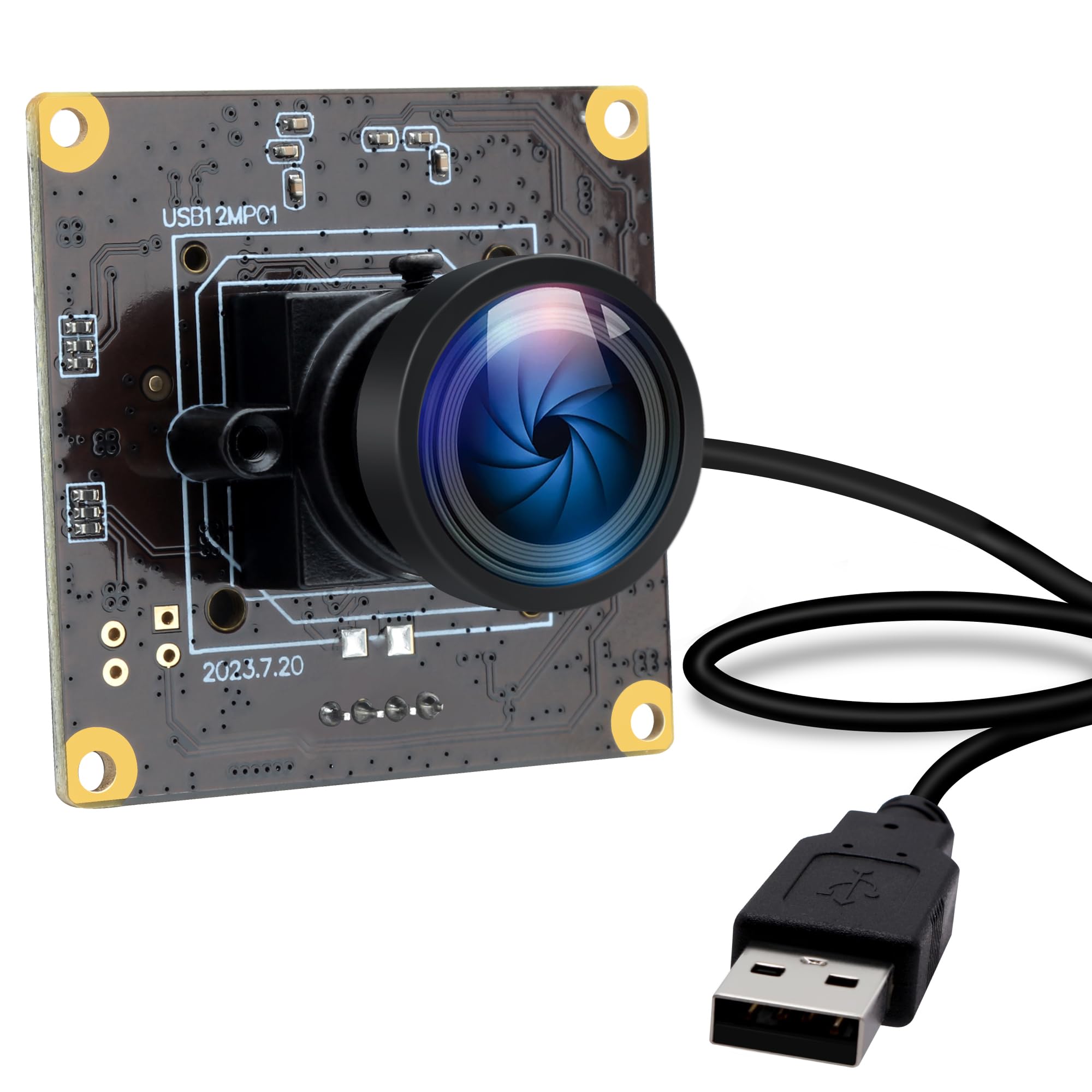 120fps USB-Kameramodul 12MP Hochgeschwindigkeits Golfschwung USB-Kamera 4K USB Kamera 110 Grad verzerrungsfreies industrielles Objektiv Sicherheitskamera Plug and Play für Windows Mac OS Jetson Nano