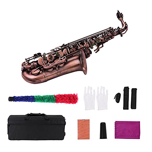 Eb Holzblasinstrument für Altsaxophon, E-Flachsaxophon, geschnitztes Muster, mit Tragetasche, Handschuhe, Bürsten, Saxophonriemen, Blätter