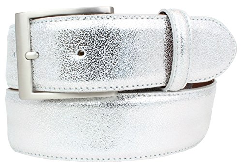 BELTINGER Herren-Gürtel Metall-Optik Echt Leder 4 cm | Leder-Gürtel Metallic-Look 40mm für Herren | Hochwertiger Metall-Ledergürtel | Silber 90cm