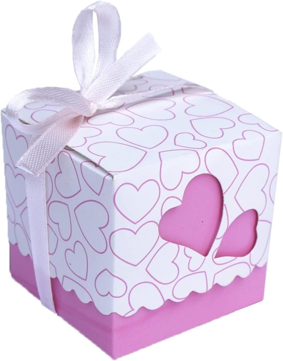 Box für Geschenke, Süßigkeiten-Box, 10 Stück ausgehöhlte Liebes-Hochzeitsboxen, Geschenkbevorzugung, Süßigkeitenbox, Band, lila, rosa Süßigkeiten, Geschenkboxen, Papierbox, Geschenktüten, süß (Farbe: