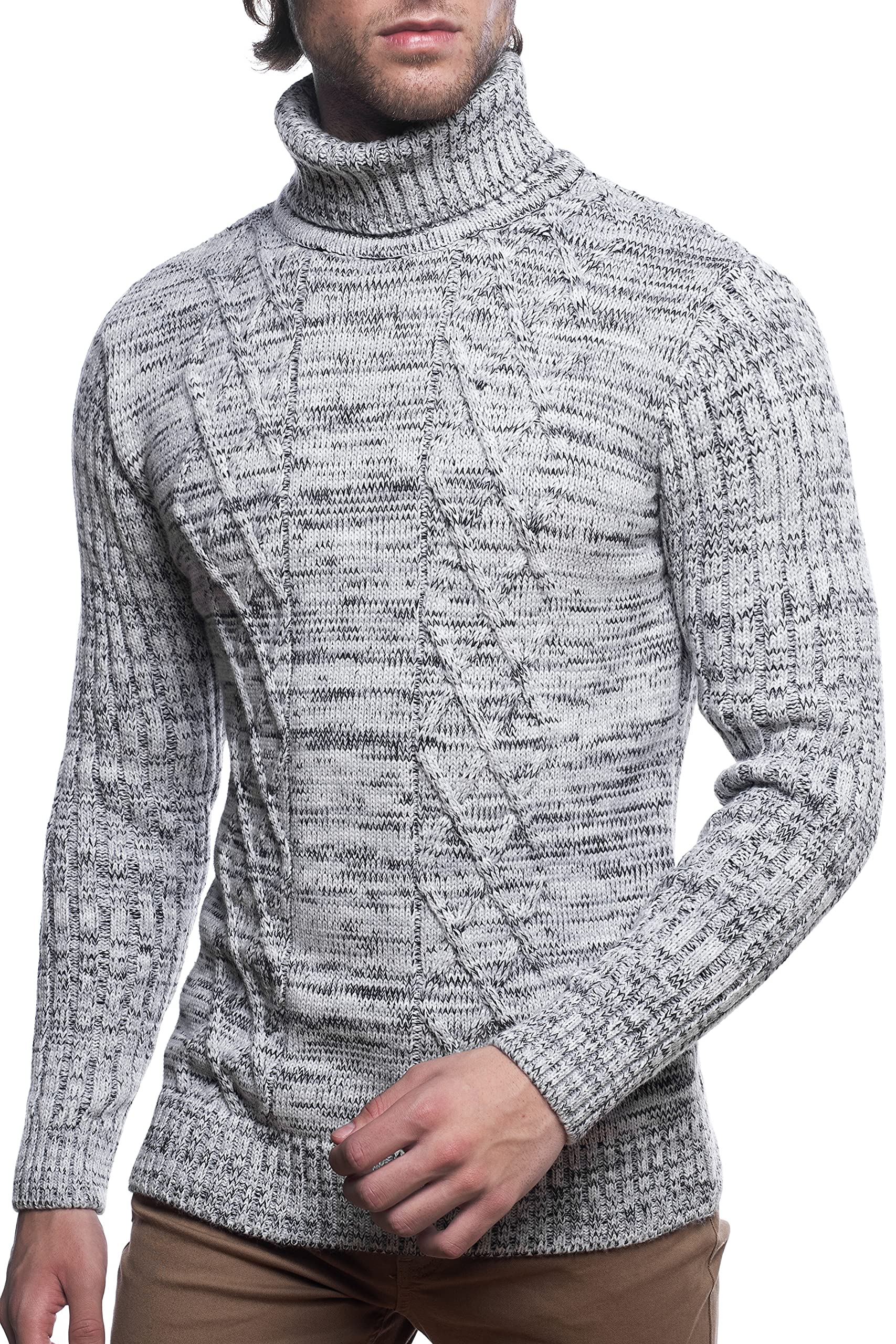 Karl's people Herren Strickpullover in verschieden Farben Rollkragenpullover 7489- Gr. M, Grey