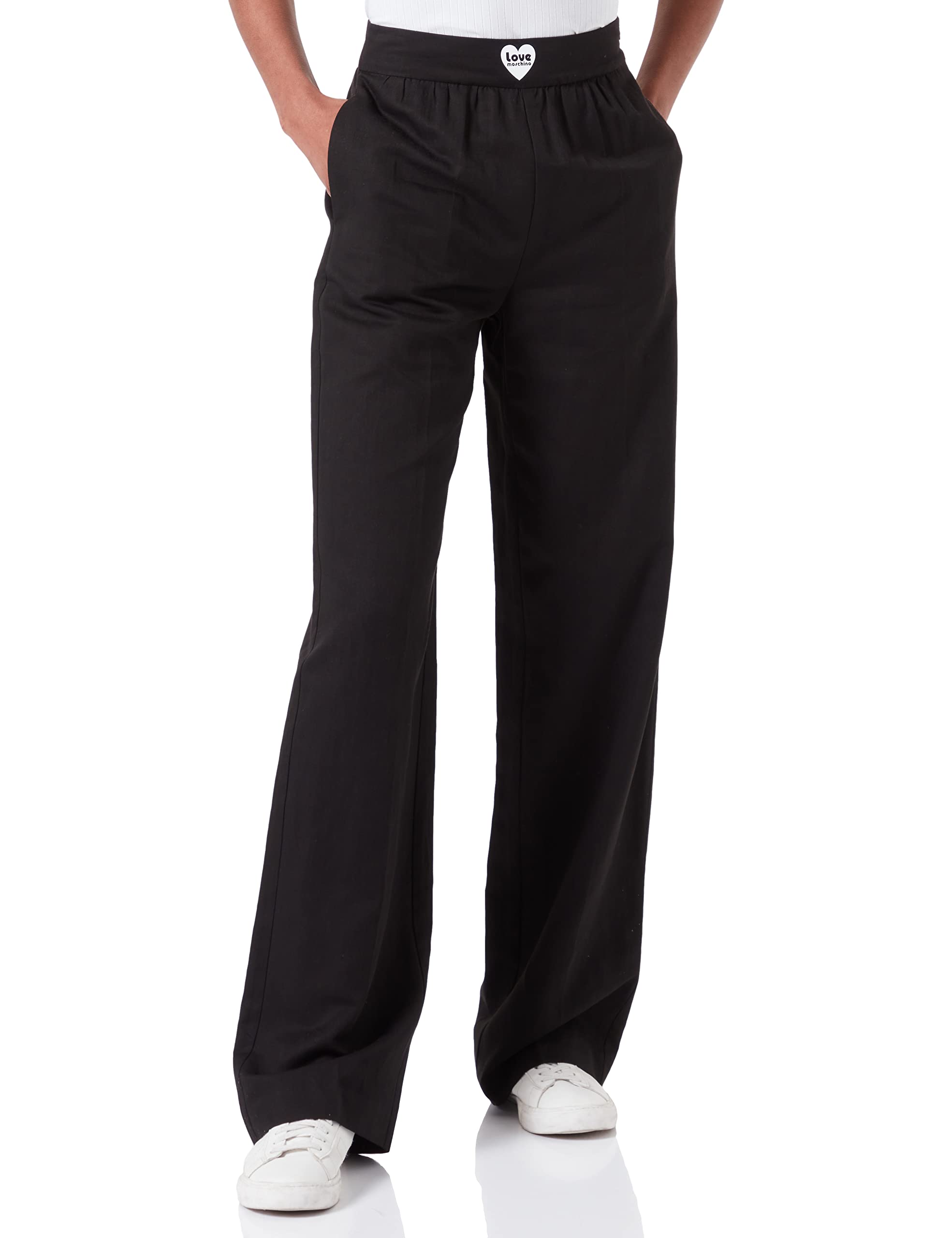 Love Moschino Damen Palazzo Trousers Casual Pants, Schwarz, D 40 / IT 46