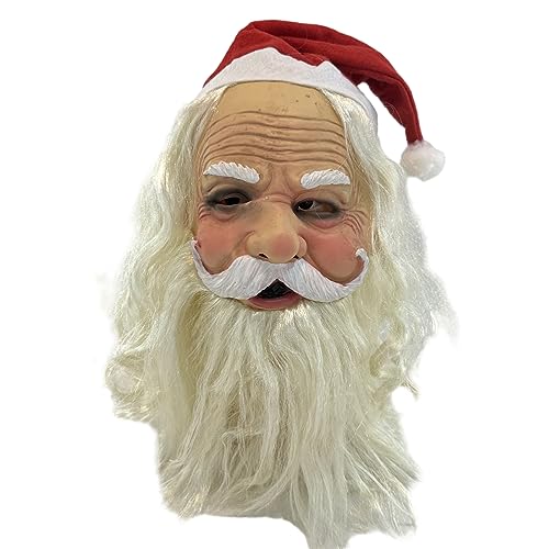 Aurgiarme Halloween Party SantaClaus Latex Party Dress Up Supplies Weihnachten SantaClaus Hut Full Face SantaClaus Christmas Santaclaus Hut Full Face Santaclaus Halloween Party Latex