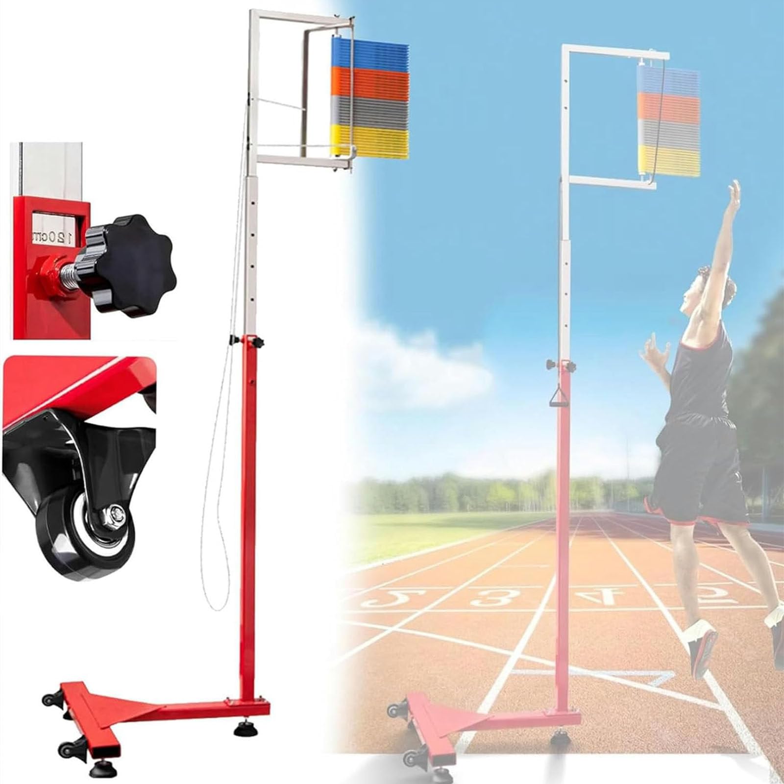 lwjunmm 5.5-11.8ft Sprunghöhe Messgerät, Vertikaler Jump-Tester Mit Stabiler Basis,Vertikaler Sprungstabstabstast -Pole -Werkzeug,Trainingshilfe Für Volleyball/Basketball,color-1.4-3M