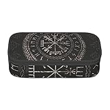 ZORIN Großes Federmäppchen, große Kapazität, Stiftehalter, Vegvisir in Ouroboros Rune, tragbar, Büro, Schreibwaren, Make-up-Tasche, geeignet für Schule, Büro, Studenten, Erwachsene, Schwarz ,