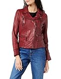 Oakwood Damen Lederjacke Jacke 60861, Rot - Rot, Herstellergröße: S