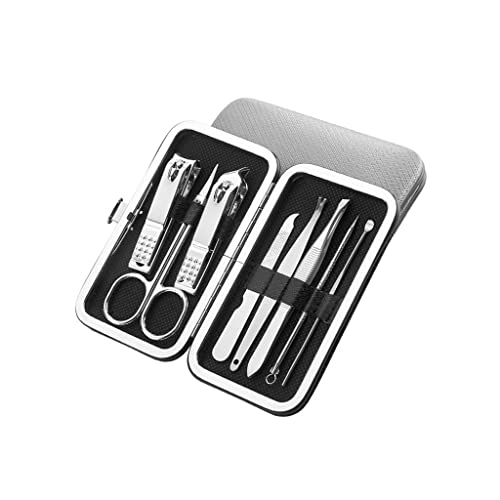 BONAD Zehennagelknipser 8-teilige Nagelschneider Set Erwachsene Edelstahl Nagel-Clippers Pediküre Kit Nagelfeile Nagel Clippers Maniküre Schönheitssatz Nagelknipser-Set (Color : Grigio)