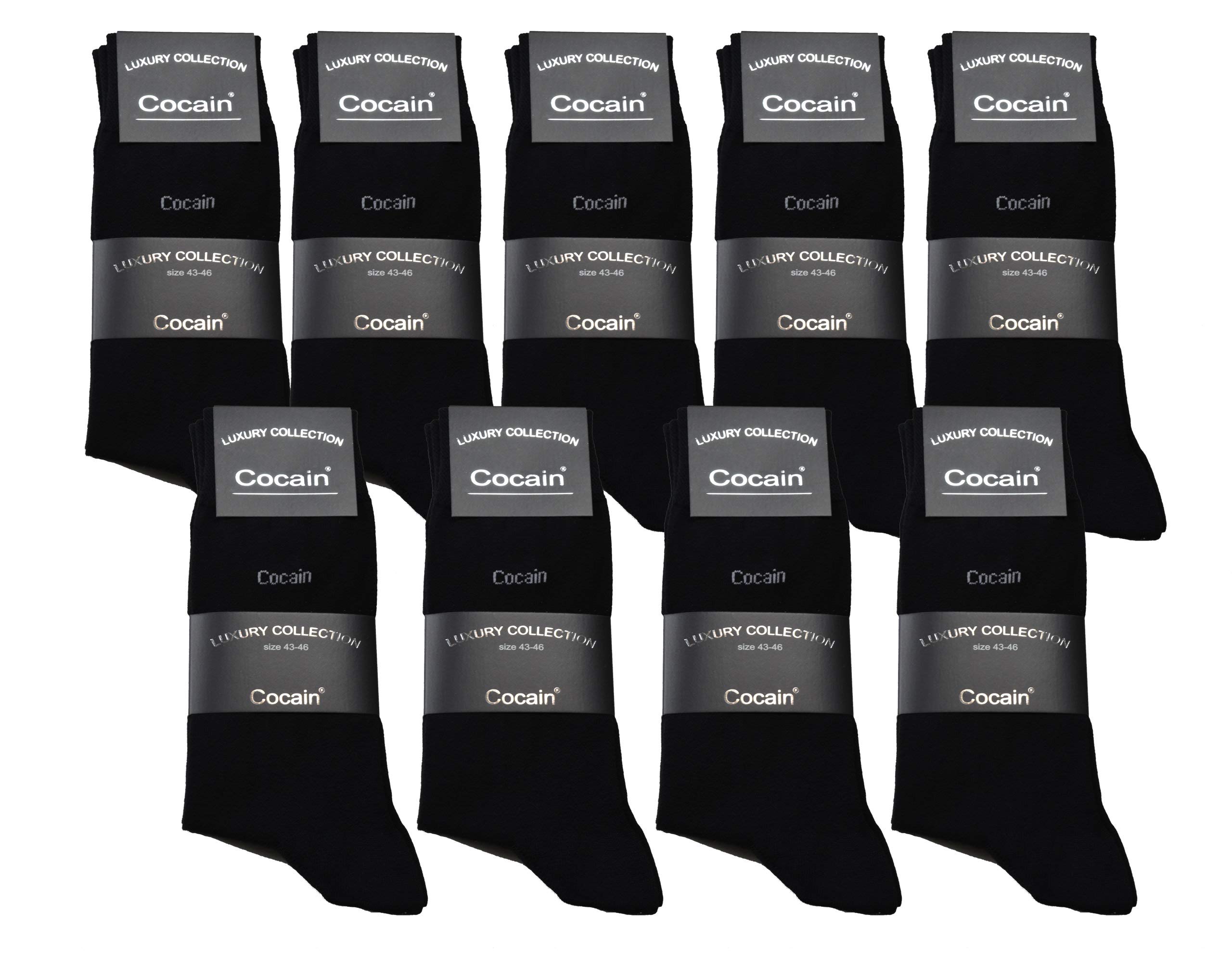 cocain 9 Paar schwarze Premium Herrensocken 43 44 45 46 Marke Baumwolle Herren Strümpfe Strumpf schwarz edle socken oper büro herrensocke damensocke 100 baumwolle männer Nadel socken gummizug edel 42