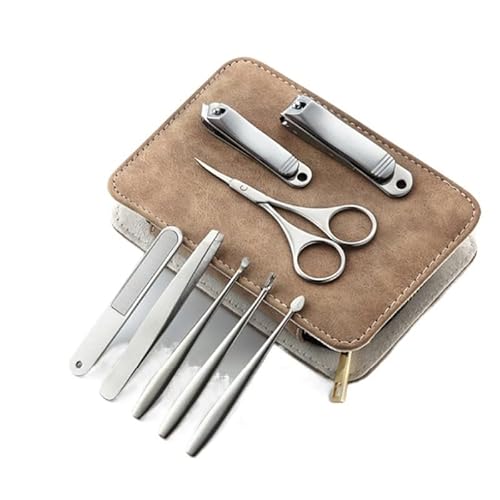 SCRUBY Maniküre-Set, Pediküre-Set, Nagelknipser, Edelstahl, Nagelschneider, Werkzeug, Nagelschere, Feile, Augenbrauen- und Wimpern-Trimmer-Set (8-teilig-B)