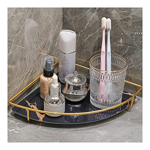 YIHANSS Eck-Duschregal, nordisches Metallregal, Glas-Ablagefach, Badezimmer-Zubehör, Doppellagiges Waschzubehör, dreieckiges Regal, Schminktischhalter für zu Hause, Dusch-Organizer (Farbe: B1) (A2)