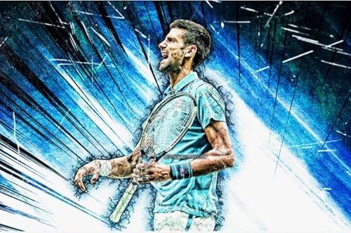 HfmQuisutron 1000 Stück Holzpuzzle Tennisspieler Kunst Novak.D Poster Für Familie Stressabbau Lernspielzeug Geschenk De69Pz