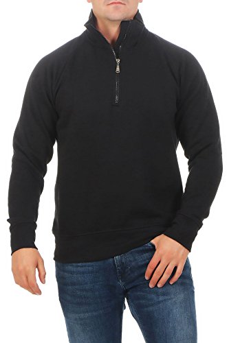 Happy Clothing Herren Pullover halber Reißverschluss ohne Kapuze , Größe:M, Farbe:Schwarz