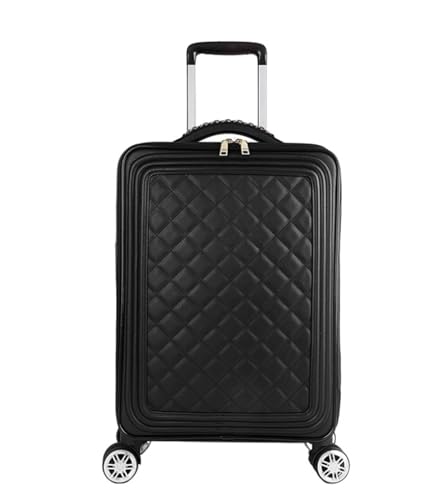 Habrur Rollkoffer Koffer Trolley Reisekoffer, Wasserdichter Gepäckkoffer, Rautenkoffer, Geräuschloser Radladekoffer Koffer Gepäck Reisekoffer (Color : Svart, Size : 24inch)