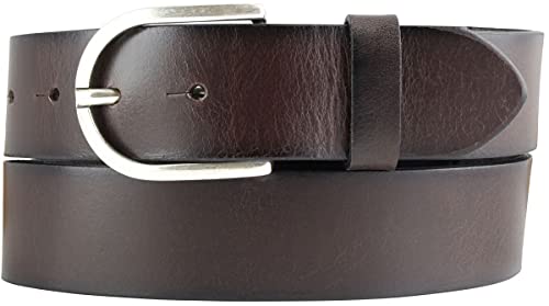 BELTINGER Damen-Gürtel aus Vollrindleder Vintage-Look 4 cm | Jeans-Gürtel für Damen 40mm | Mit geschwärzten Kanten | Braun 80cm