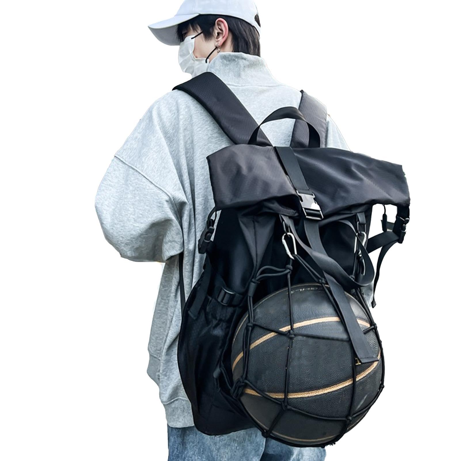 Xasbseulk Basketball-Turnbeutel, Turnrucksack für Herren, große Basketball-Sporttasche, Jugend-Basketballtasche mit Ballfach, Turnrucksack für Herren