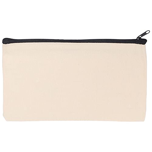 Seprendi 36Pcs Canvas Zipper Bag Pencil Case Cosmetic Bag Blank Bag DIY Craft Bag Cosmetic Bag Cosmetic Bag DIY Craft School, beige