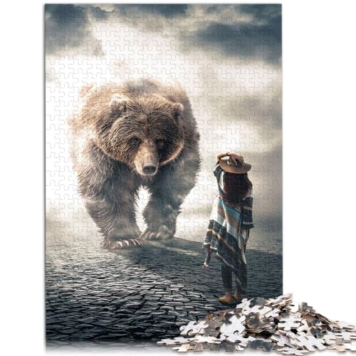 Puzzles Der riesige Bär, 1000-teiliges Holzpuzzle, jedes Teil ist einzigartig – anspruchsvolles, unterhaltsames Familienspiel, 1000 Teile (50 x 75 cm)