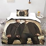 UKALOU Supernatural Hochwertiges Duvet Cover Set Aus Mikrofaser, Superhelden 3-teilig - Quilt Cover Mit Verstecktem Reißverschluss Und Pillowcases Für Komfort Und Stil Single（135x200cm）