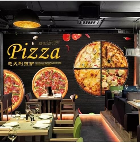 tyujlkjddlf Tapete Wandbild 3D Benutzerdefinierte Gourmet-Pizza-Shop-Tapete, Wanddekoration, Burger-Shop-Hintergrundwand, Westliche Restaurant-Wandverkleidung-350Cmx245Cm