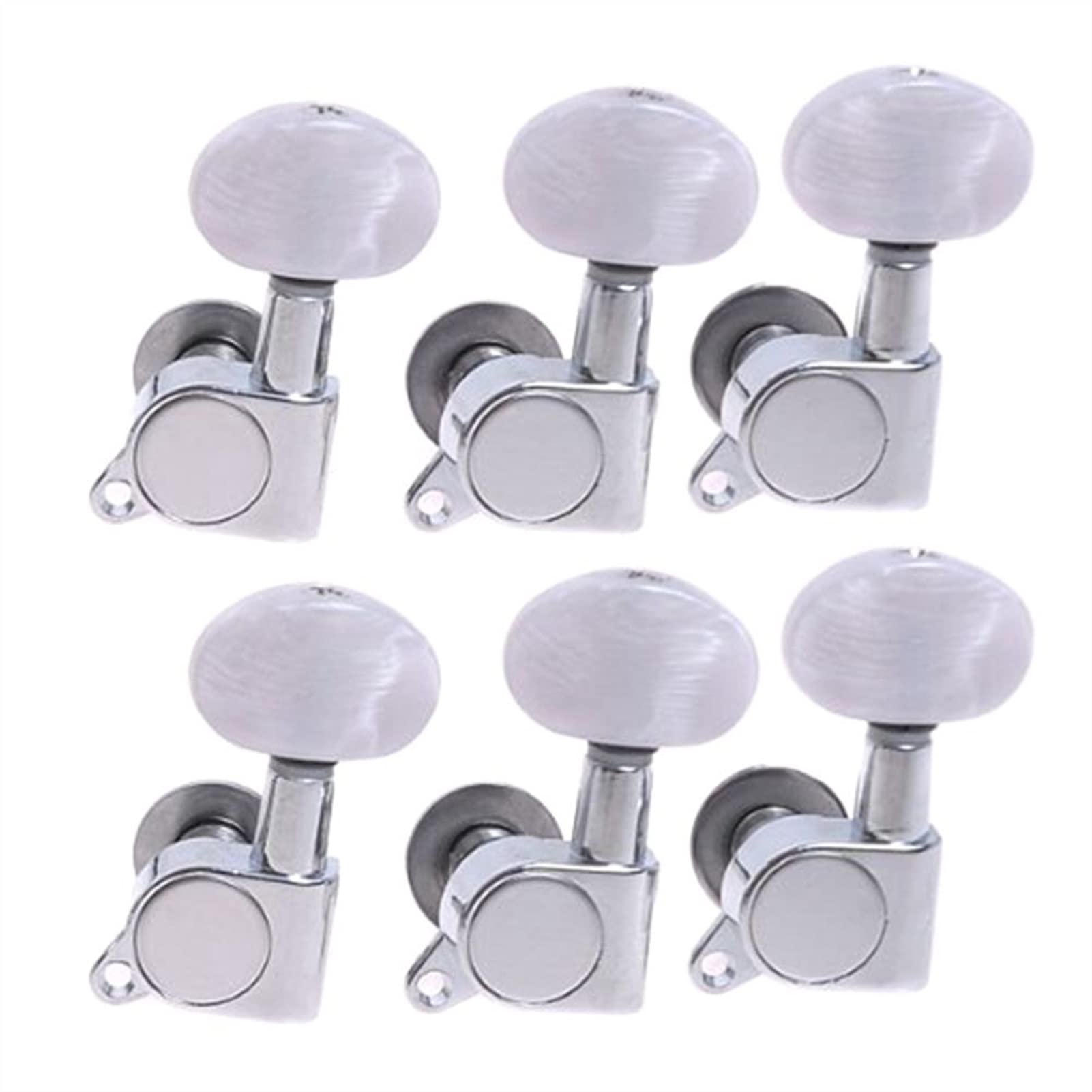 Gitarren Stimmwirbel 6 Stücke 6L Linke Hand Guitar Tuner Tuning Pegs Maschinenköpfe Für E-Gitarren-Chrom (weiße Tasten)