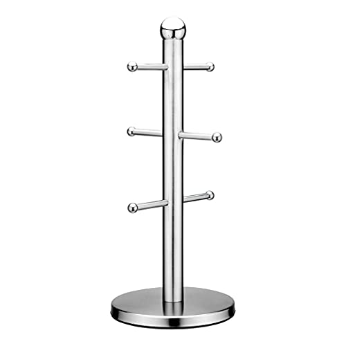 Silber 6 Kaffeetassenbaum Küche Teetassenhalter Ständer Rack Moderne Tassenaufhängung Display Trinkgeschirr Edelstahl