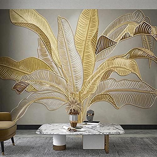 Goldgeprägtes Bananenblatt 3D Tapeten Wanddekoration Fototapete Sofas Wohnzimmer Wandbild Schlafzimmer-200cm×140cm