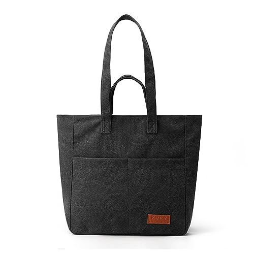 ohodhmnu Damen Tote Bag, 2023 Handtasche Canvas Vielseitige Tasche Japanische Sytle Schulter Geldbörse Frauen Mädchen Reisetasche Große Kapazität Tasche, Schwarz , with ribbon