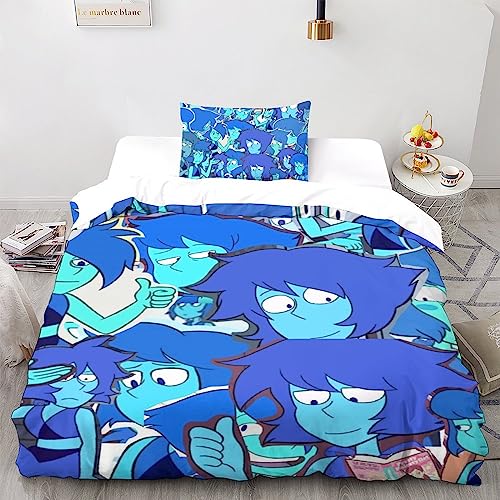 Steven Quartz Universe Atmungsaktive Cartoon-Animation Bettwäsche-Sets Aus Leichter Mikrofaser - 3-teiliges Duvet-Cover-Set Mit 3D-Print Und Verstecktem Reißverschluss Für Erholsamen Schlaf Single（135