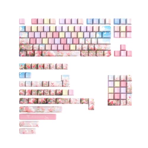 Keycaps 141 Key Colored Rose DyeSub Keycap Set Mechanical Keyboard Keycap Set